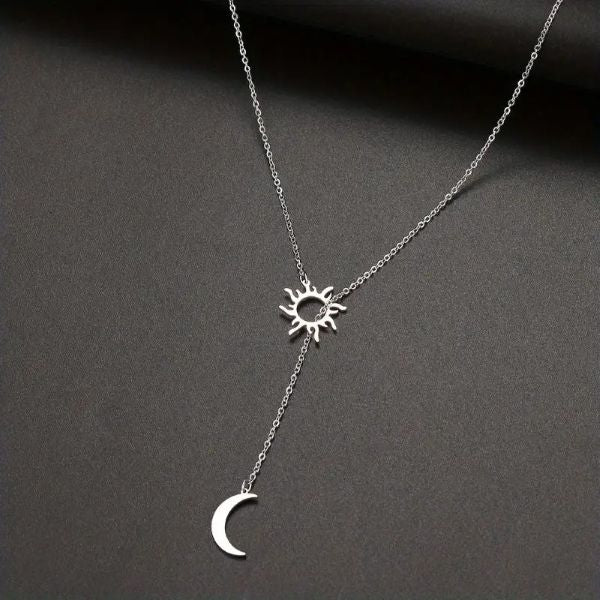 Necklace - Sun Moon Slide - Silver