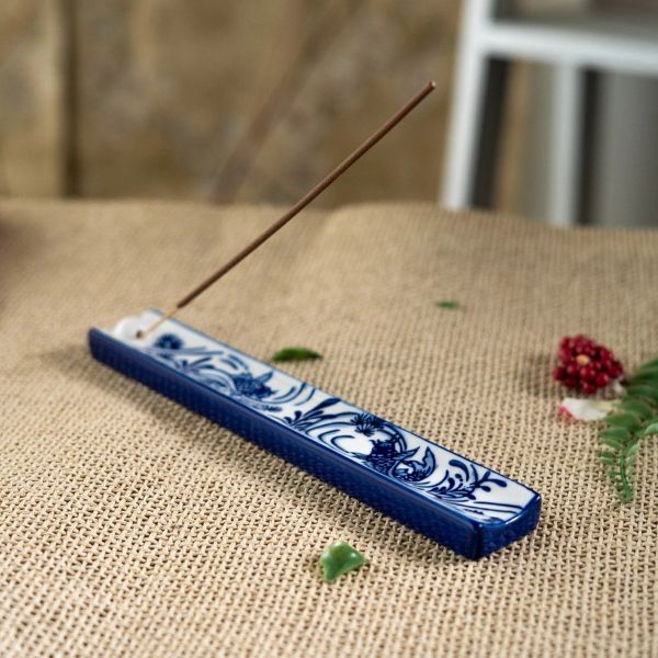 Incense Burner - Koi Blue White