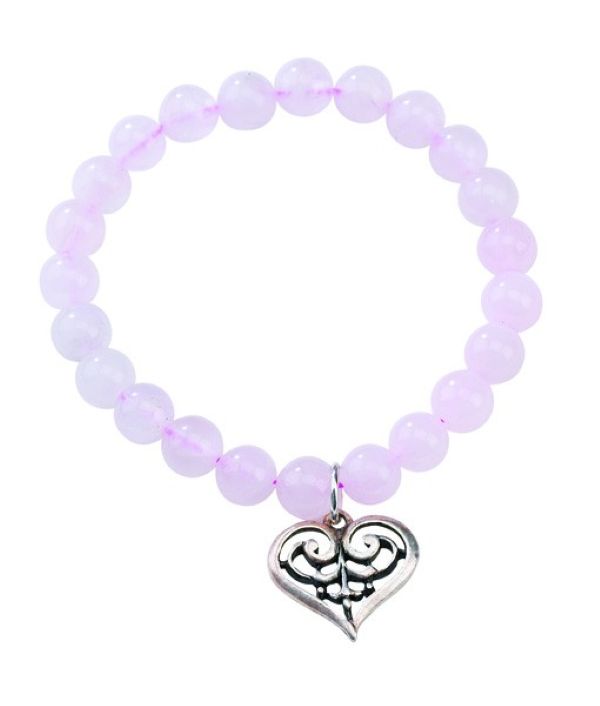 Bracelet - Rose Quartz Love - Heart Dangle