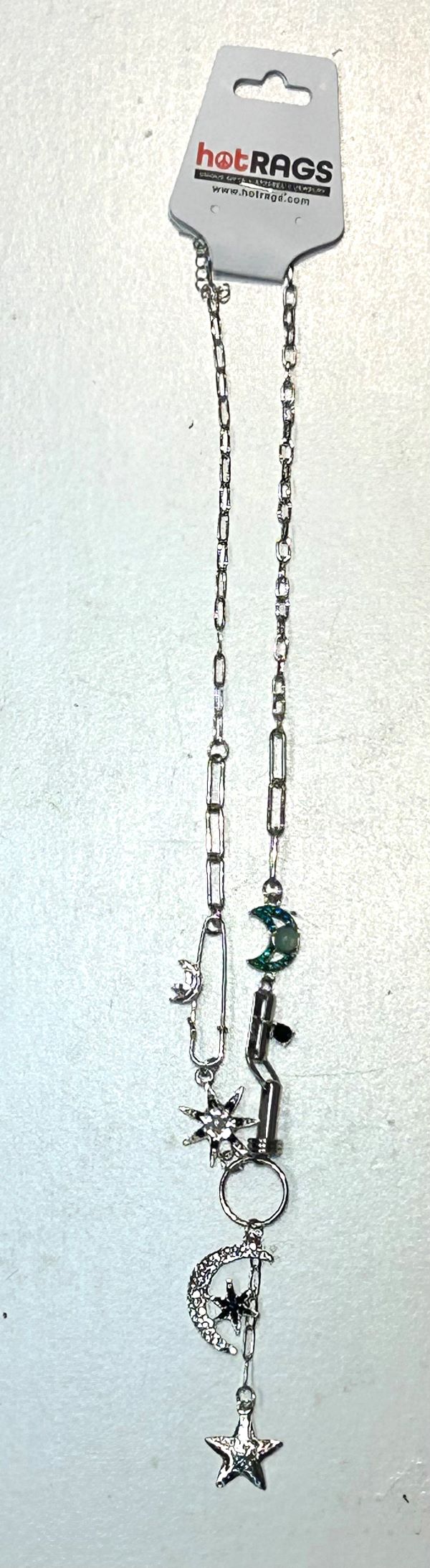 Necklace - Moon Star Drop - Silver - hotRAGS.com