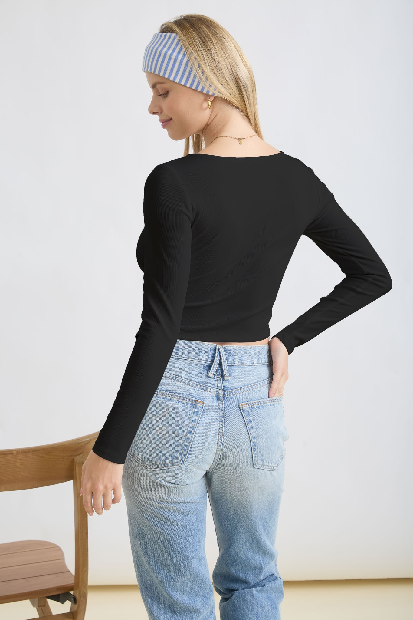 Jr Long Sleeve Top - Front Split - Black - hotRAGS.com