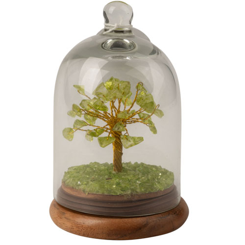 Gemstone Tree In Dome Glass - Peridot