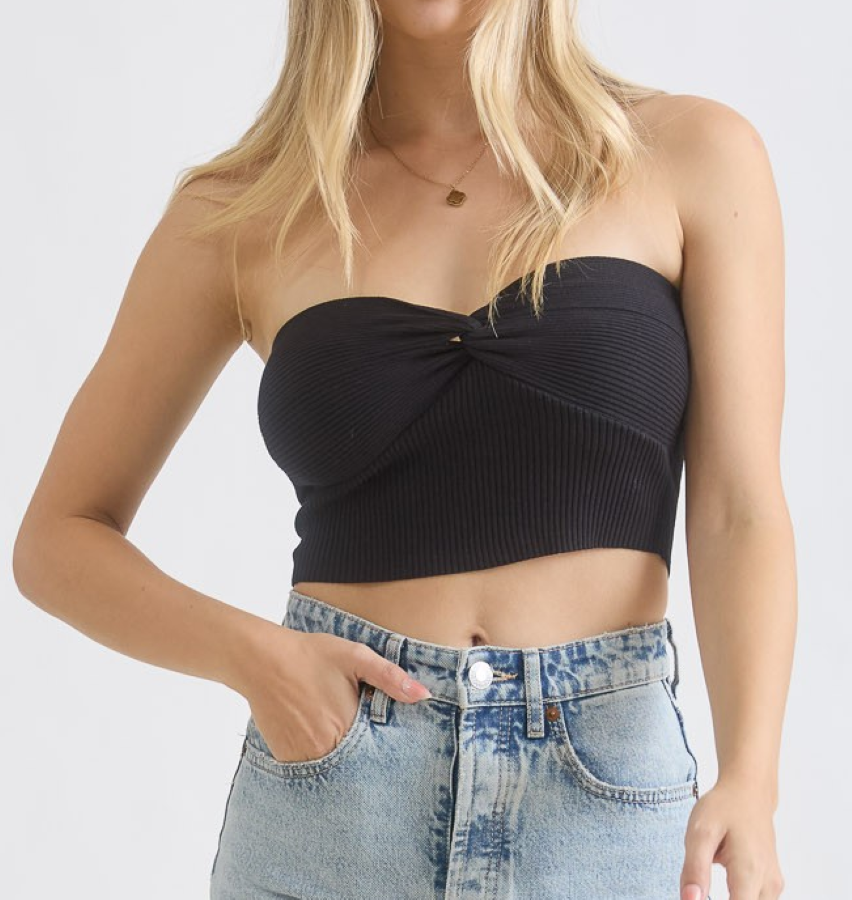 Jr Crop Top - Strapless Twist Front - Black - hotRAGS.com