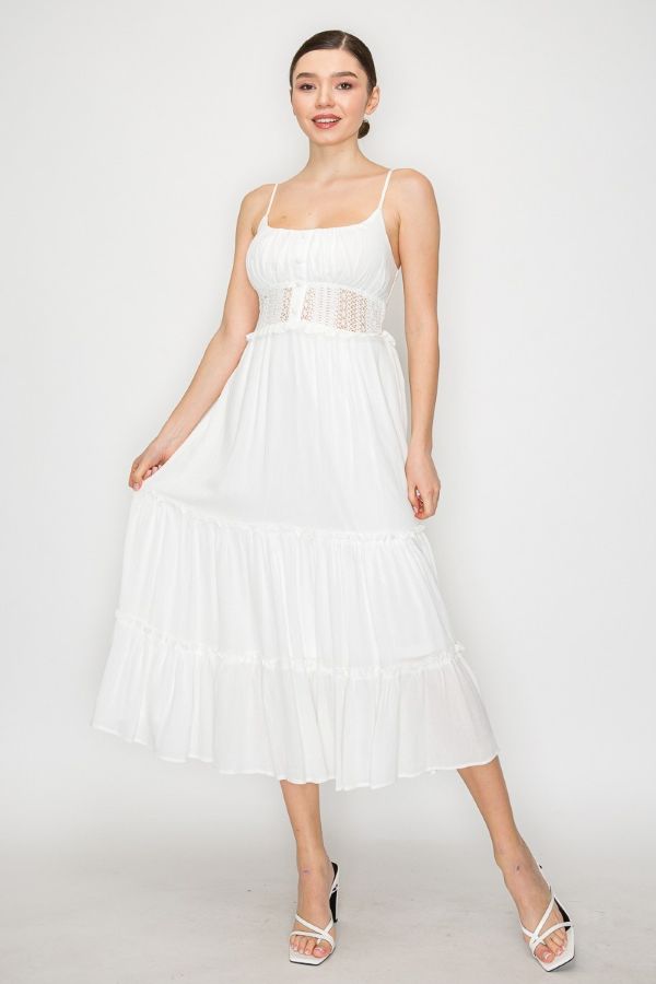 Dress - Maxi Tiered Back Smock - White