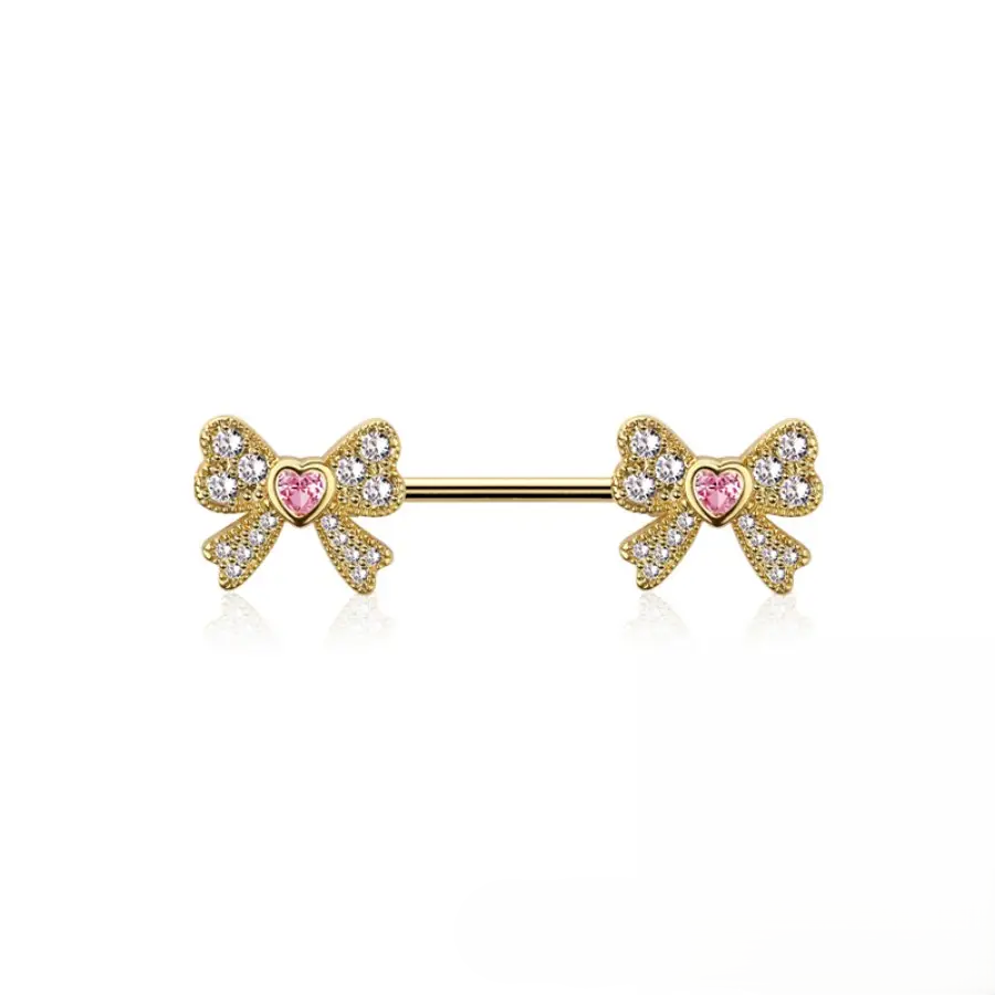 Nipple - 14g Heart Pink - Gold