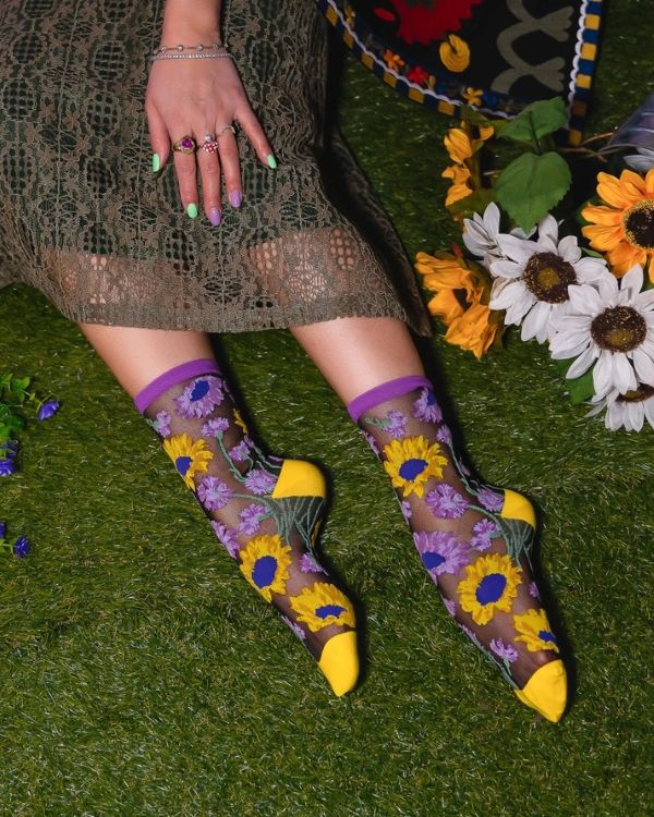 Socks - Sheer Sunflower Black - hotRAGS.com