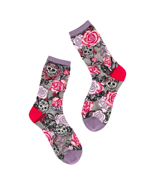 Socks - Sheer Skull Roses Black - hotRAGS.com
