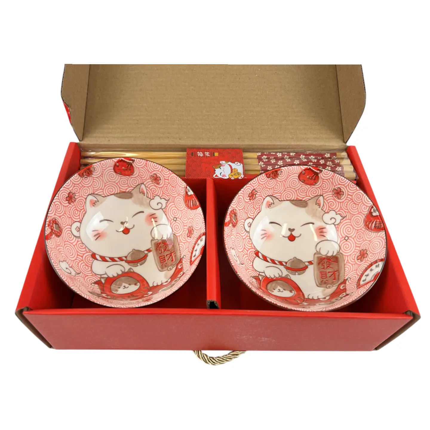 Bowl Set - Rice Maneki Neko Cat - hotRAGS.com