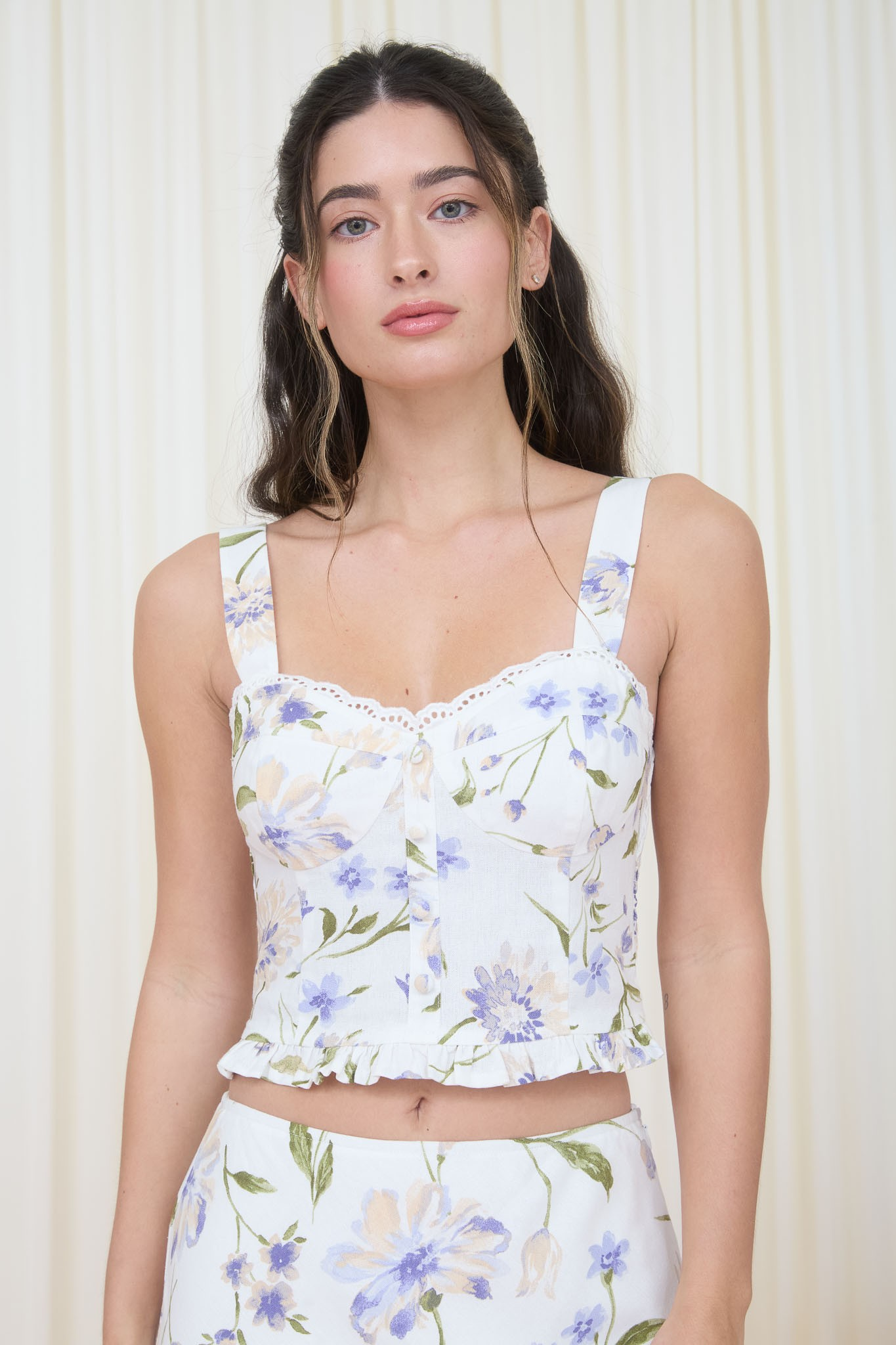Jr Tank Top - Floral Corset Lace Trim - White - hotRAGS.com