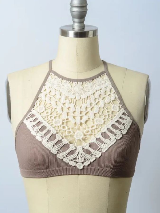 Jr Crop Top - Crochet Brami - Mocha