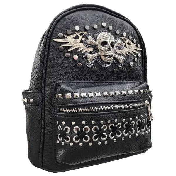 black leather skull backpack Backpack Skull Wings Black