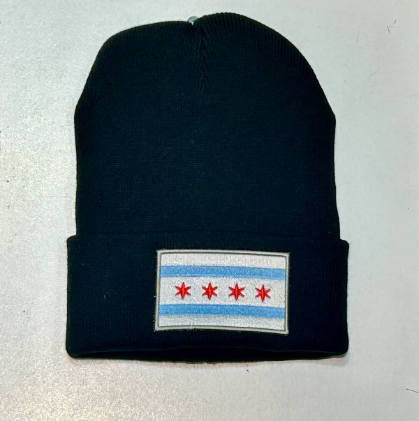 Beanie - Chicago Flag Square - hotRAGS.com
