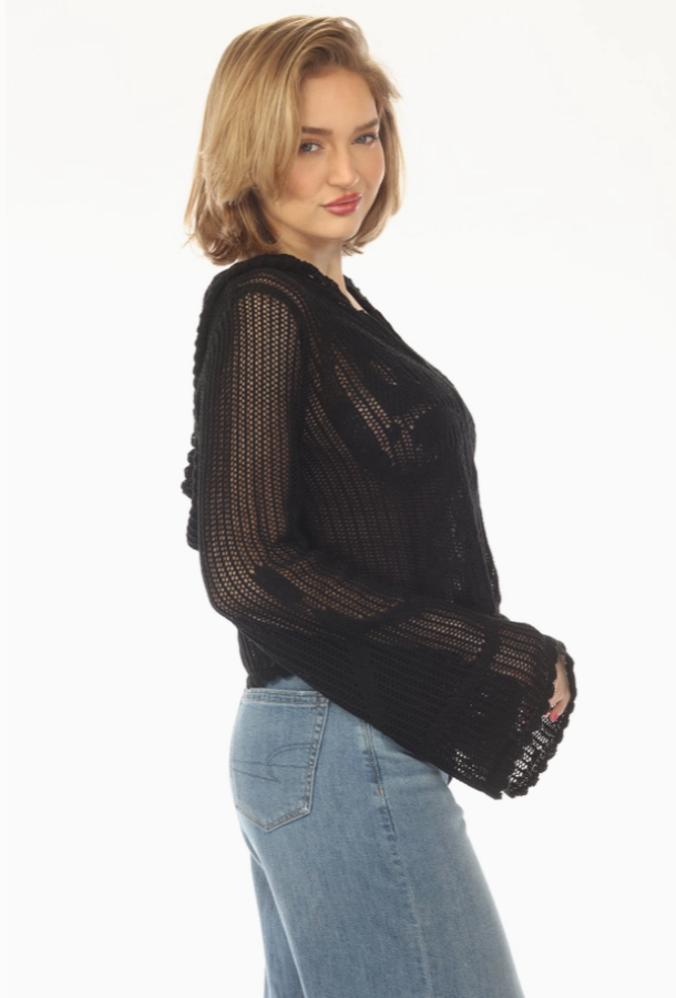 Jr Hoody Knit Top - Butterfly - Black - hotRAGS.com