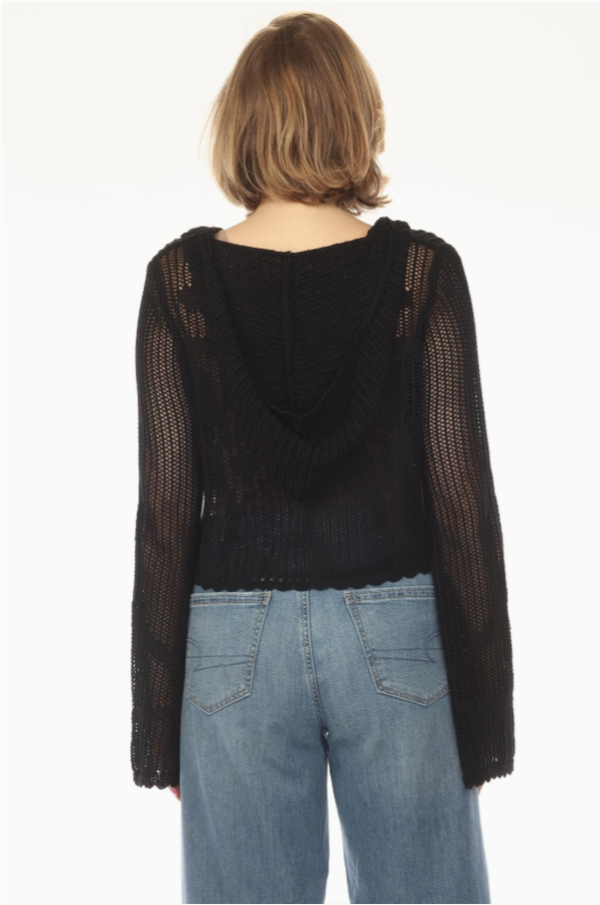 Jr Hoody Knit Top - Butterfly - Black - hotRAGS.com