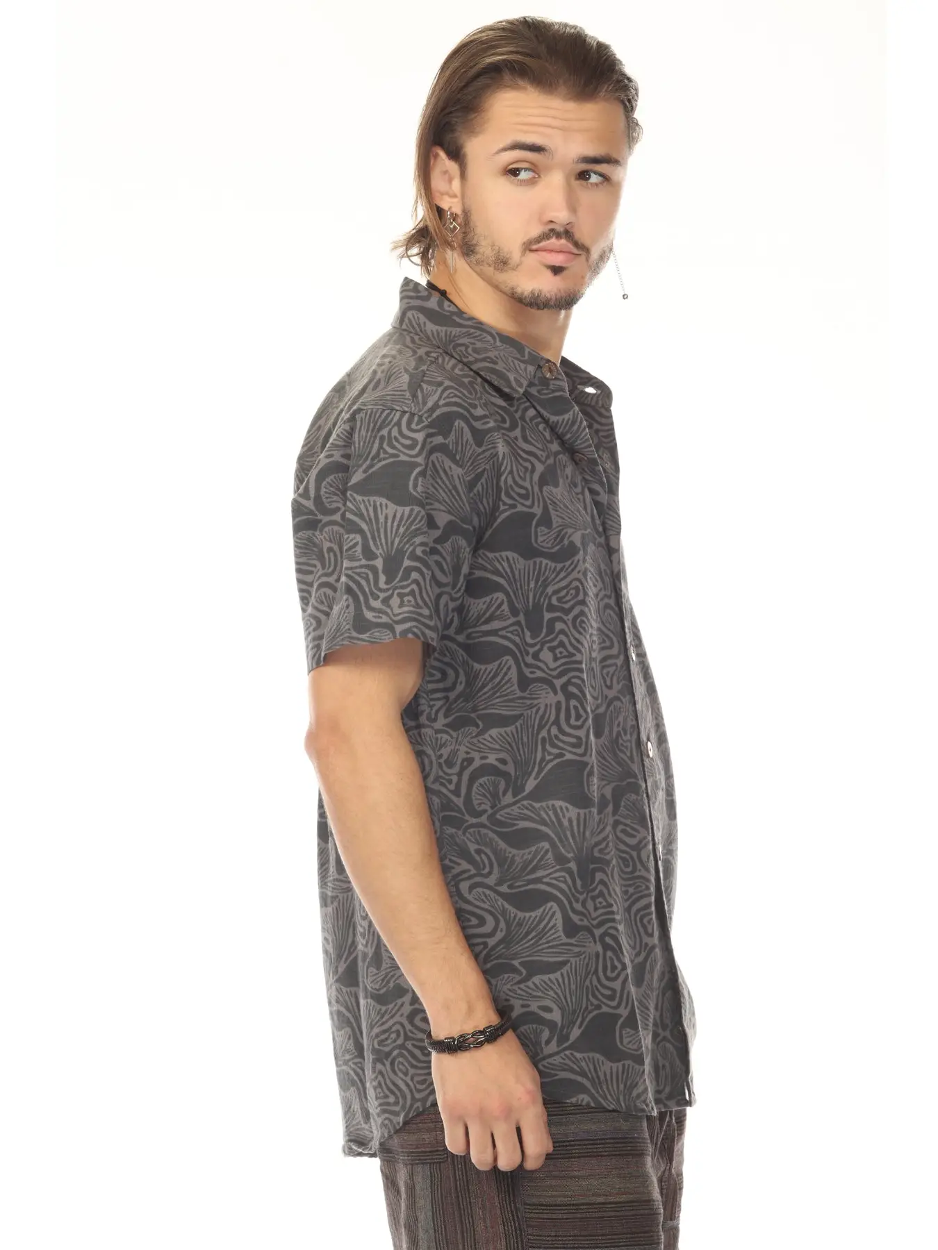 Men's Shirt - Mushroom Button Down - Black - hotRAGS.com