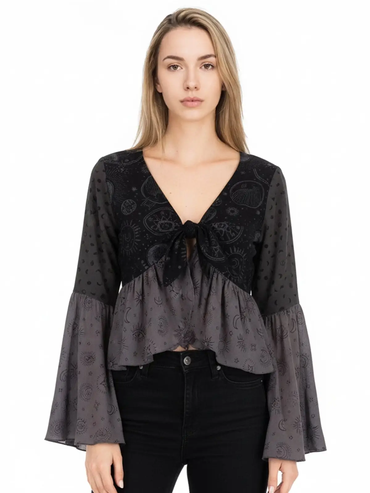 Jr Top - Celestial Tie Front - Black - hotRAGS.com