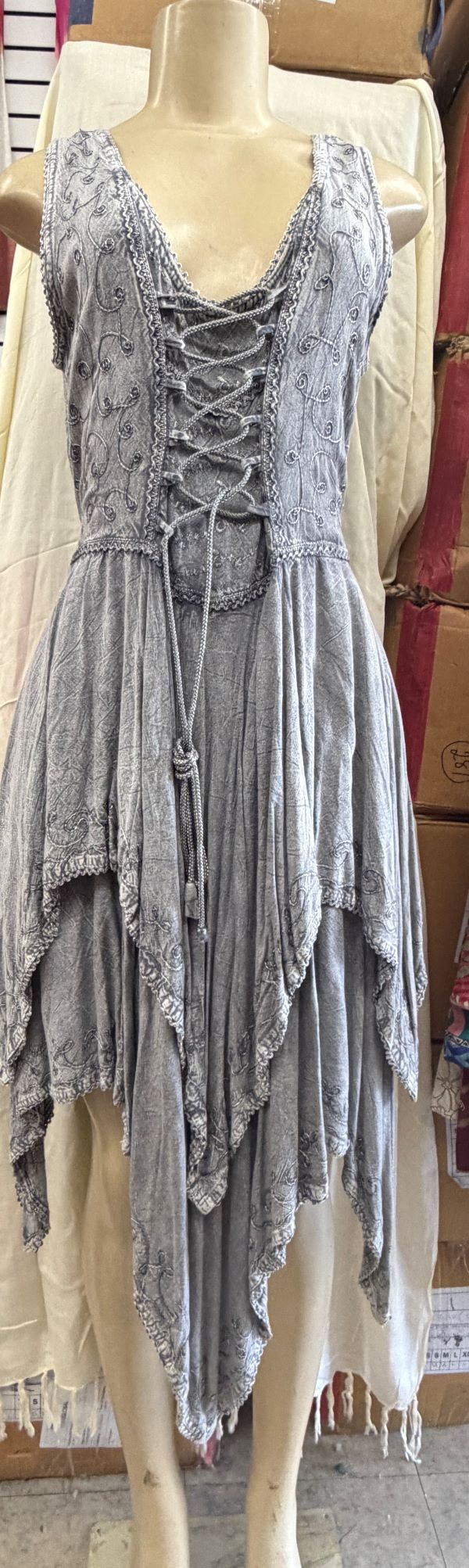 Dress - Midi Lace Up Fairy Cut - Grey - hotRAGS.com