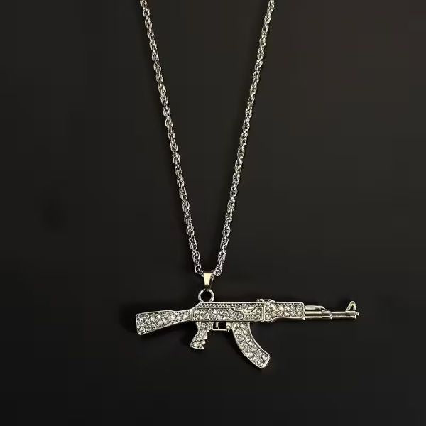 Necklace - Ak47 Bling - Silver - hotRAGS.com