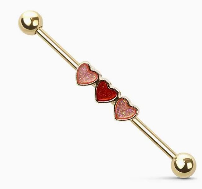 Barbell - Industrial Hearts -Gold - hotRAGS.com