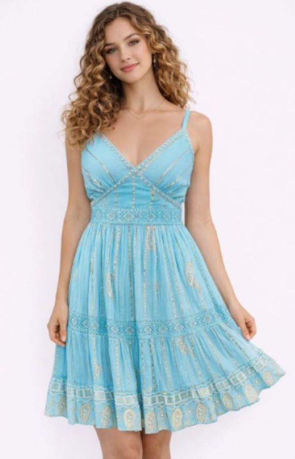 Dress - Mini Boho - Turquoise - hotRAGS.com