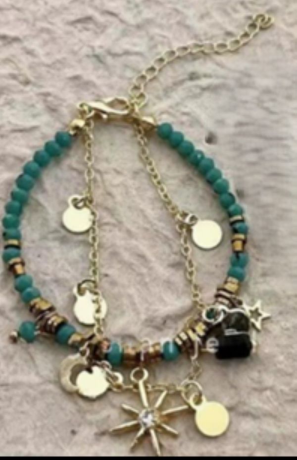BRACELET - STAR MOON BEADED - Green