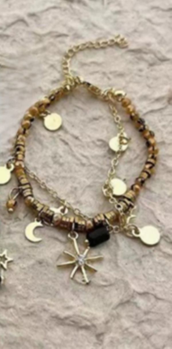 BRACELET - STAR MOON BEADED - Brown