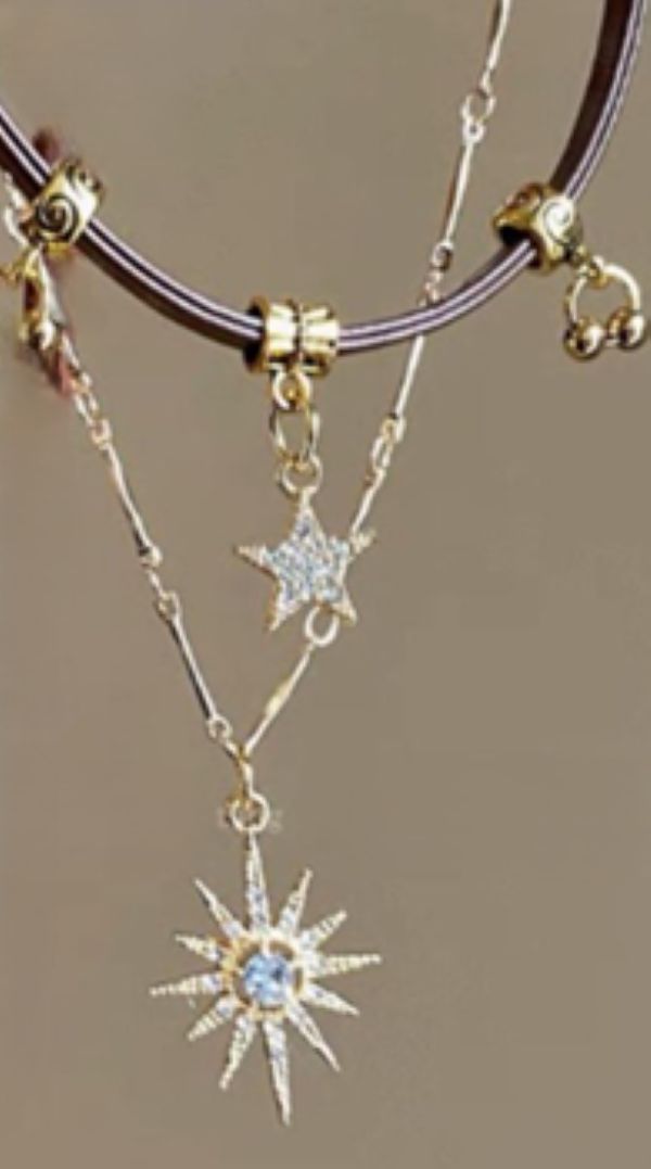 NECKLACE - SUN STAR GOLD BROWN