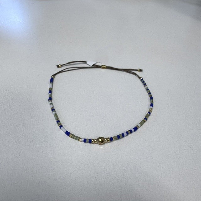 BRACELET - GREEN BLUE BEADS TIE