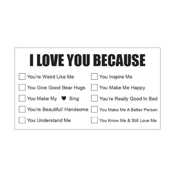 Card - I Love You Because - hotRAGS.com