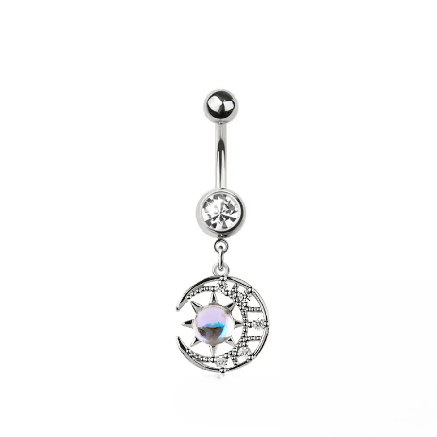 Belly Ring - Sun Moon - Silver - hotRAGS.com
