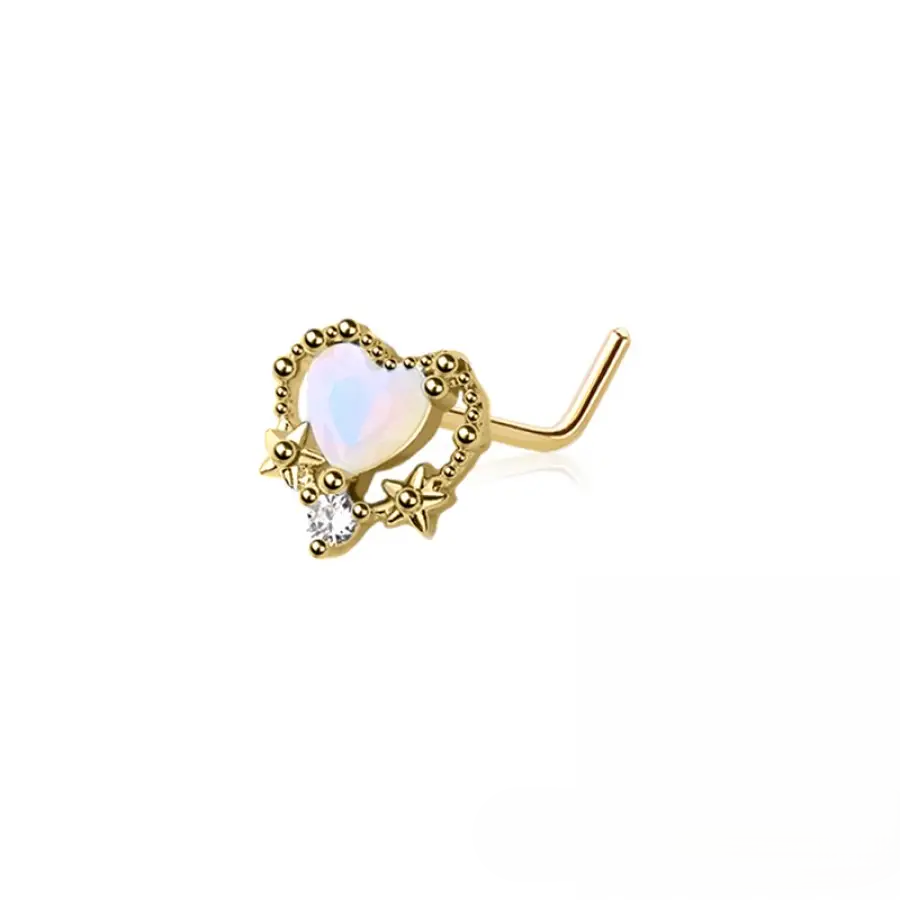 Nose - Heart Opal - Gold - hotRAGS.com