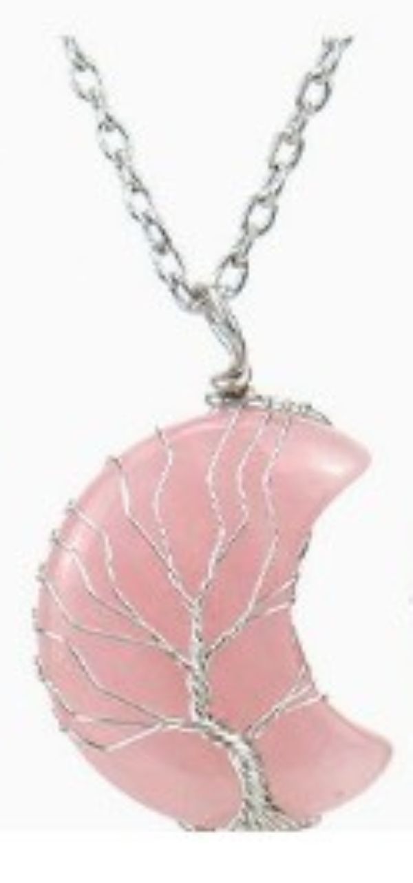 NECKLACE - MOON WIRE WRAPPED - Pink