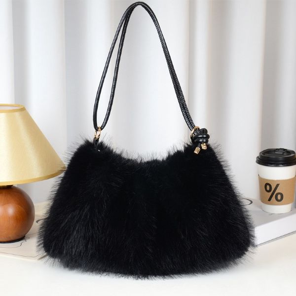 BAG - FAUX FUR PLUSH - BLACK