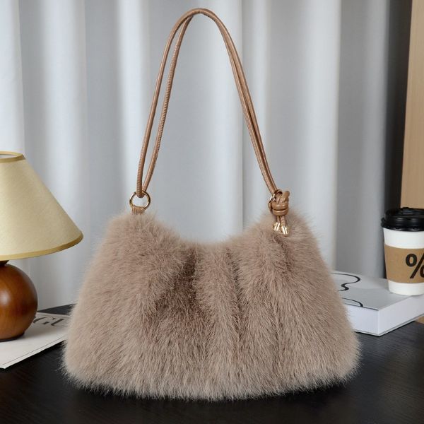 BAG - FAUX FUR PLUSH - TAUPE