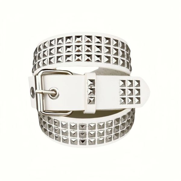 BELT - CYBER Y2K SQUARE RIVETS - White