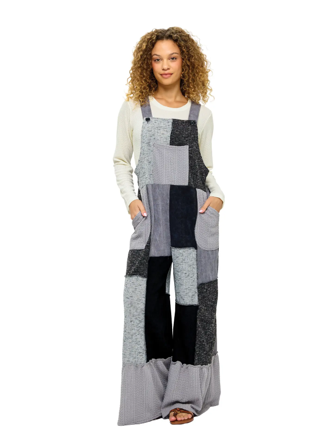 OVERALLS - COLORBLOCK WIDE LEG