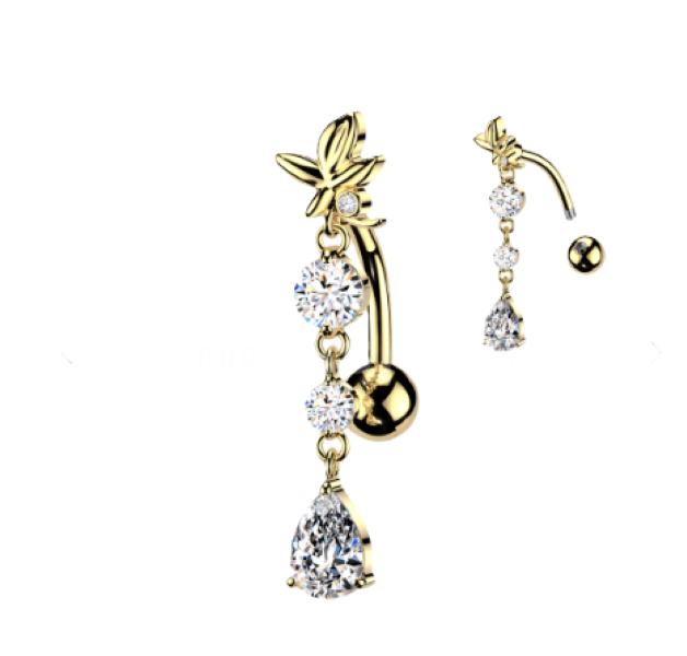 BELLY RING - FLOWER TOP DOWN - Gold