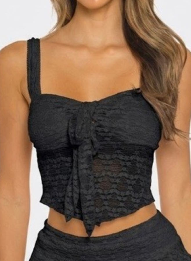 JR TANK LACE Top - BLACK