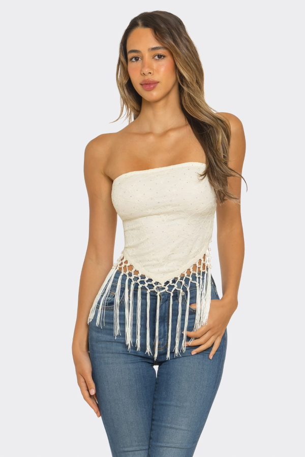 JR TUBE TOP - LACE BANDANA - Ivory