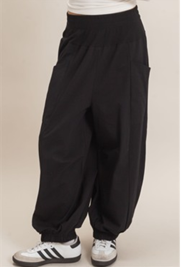PANT - BAGGY SCRUNCH BOTTOM - Black