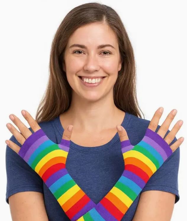 GLOVES - FINGERLESS RAINBOW LONG
