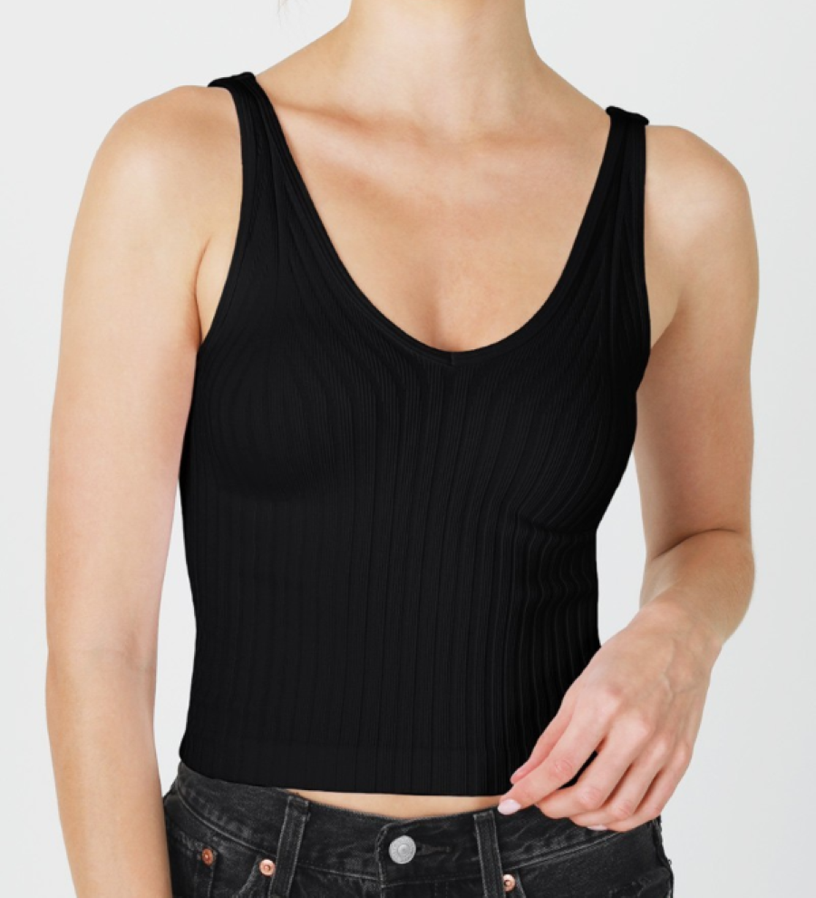 JR TANK TOP - WIDE RIBBED - BLACK