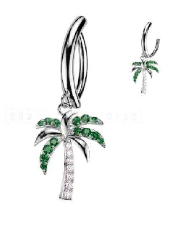 BELLY RING - HINGED PALM TREE - Silver