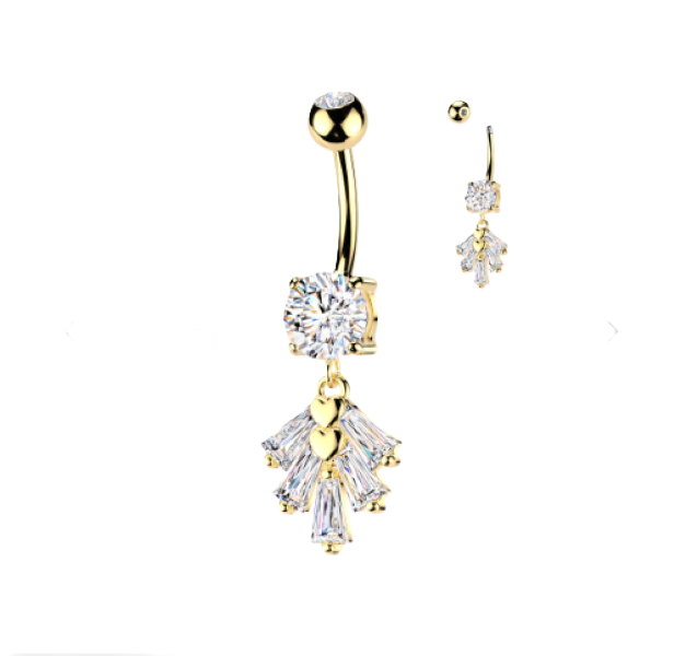 BELLY RING - BAGUETTE FAN - Gold