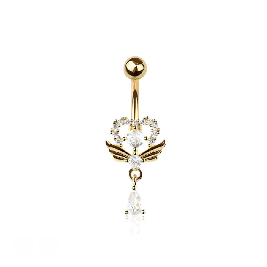 BELLY RING - WING HEART - GOLD