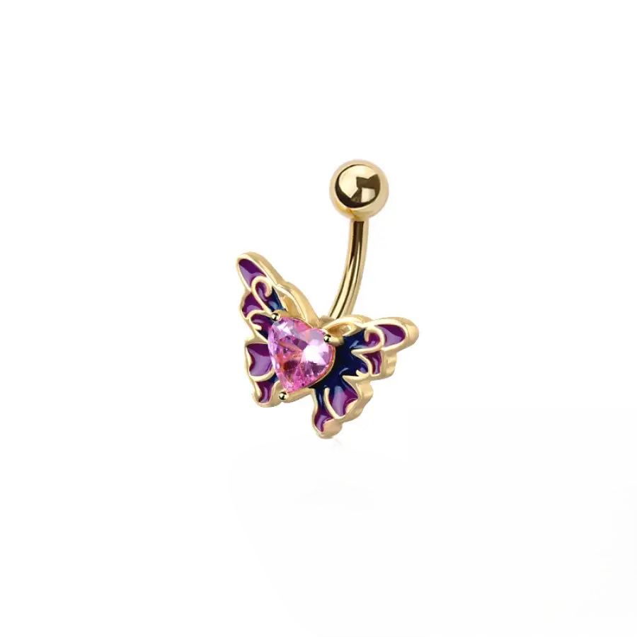 BELLY RING - BUTTERFLY HEART - Gold