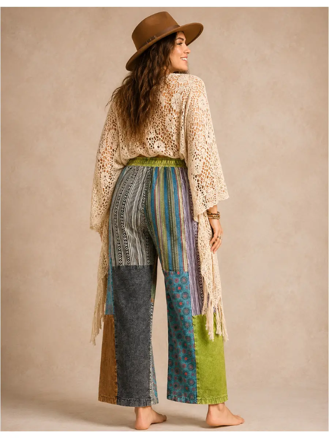 PANTS - BOHO PATCHWORK WIDE LEG