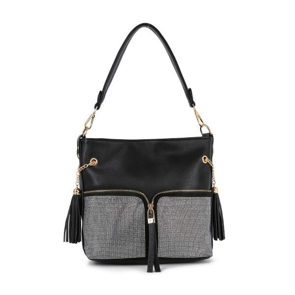 BAG - RHINESTONE ZIP HOBO