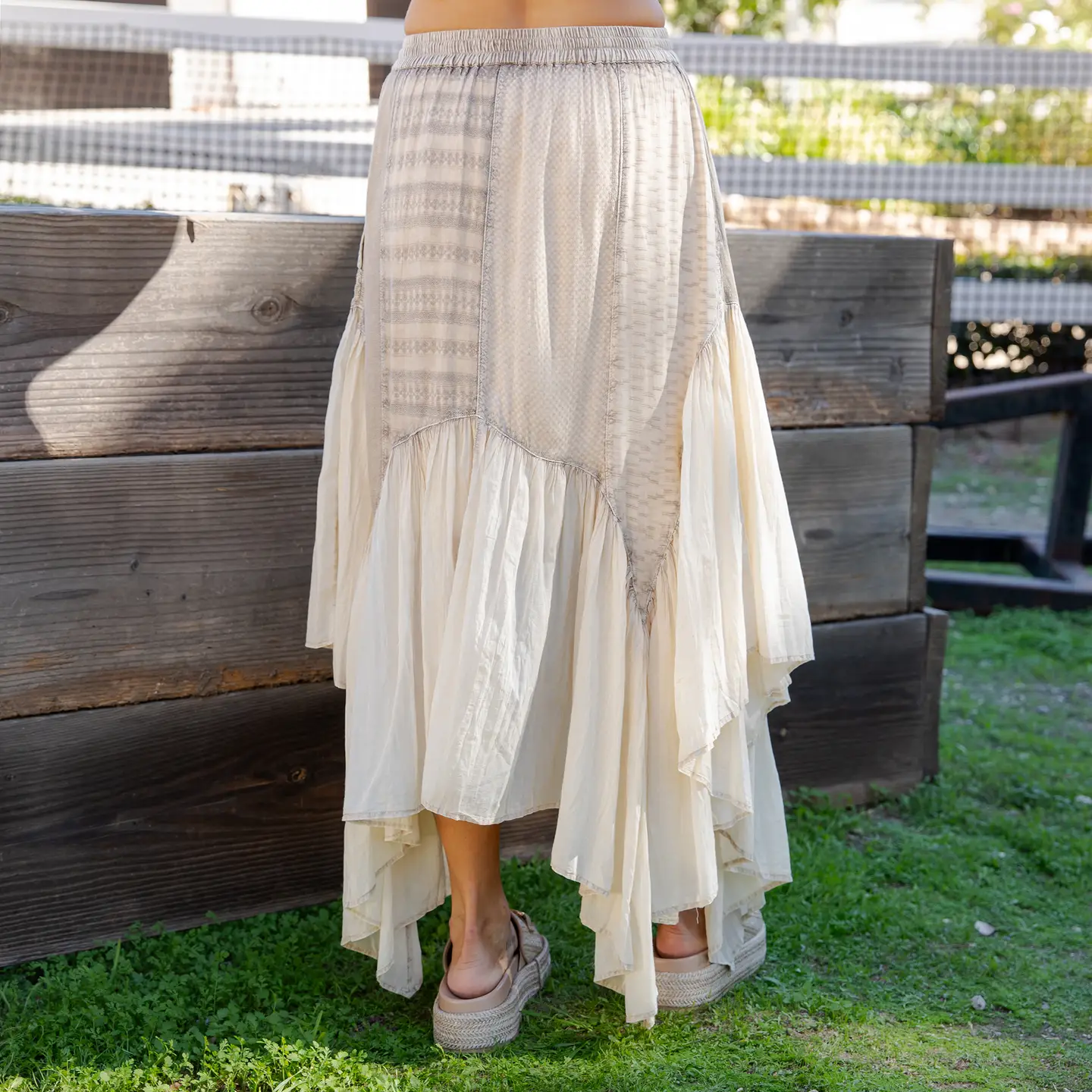 SKIRT - MAXI MIXED PANEL - Latte
