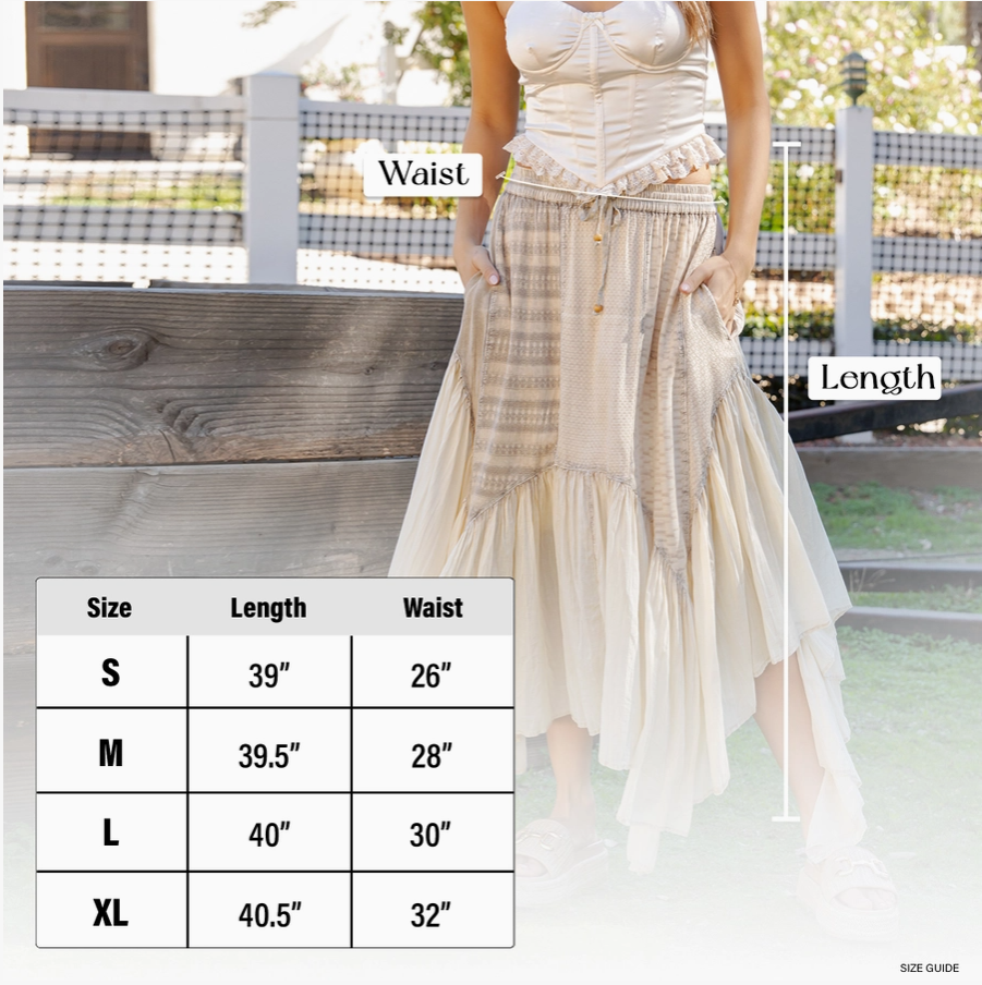 SKIRT - MAXI MIXED PANEL - Latte